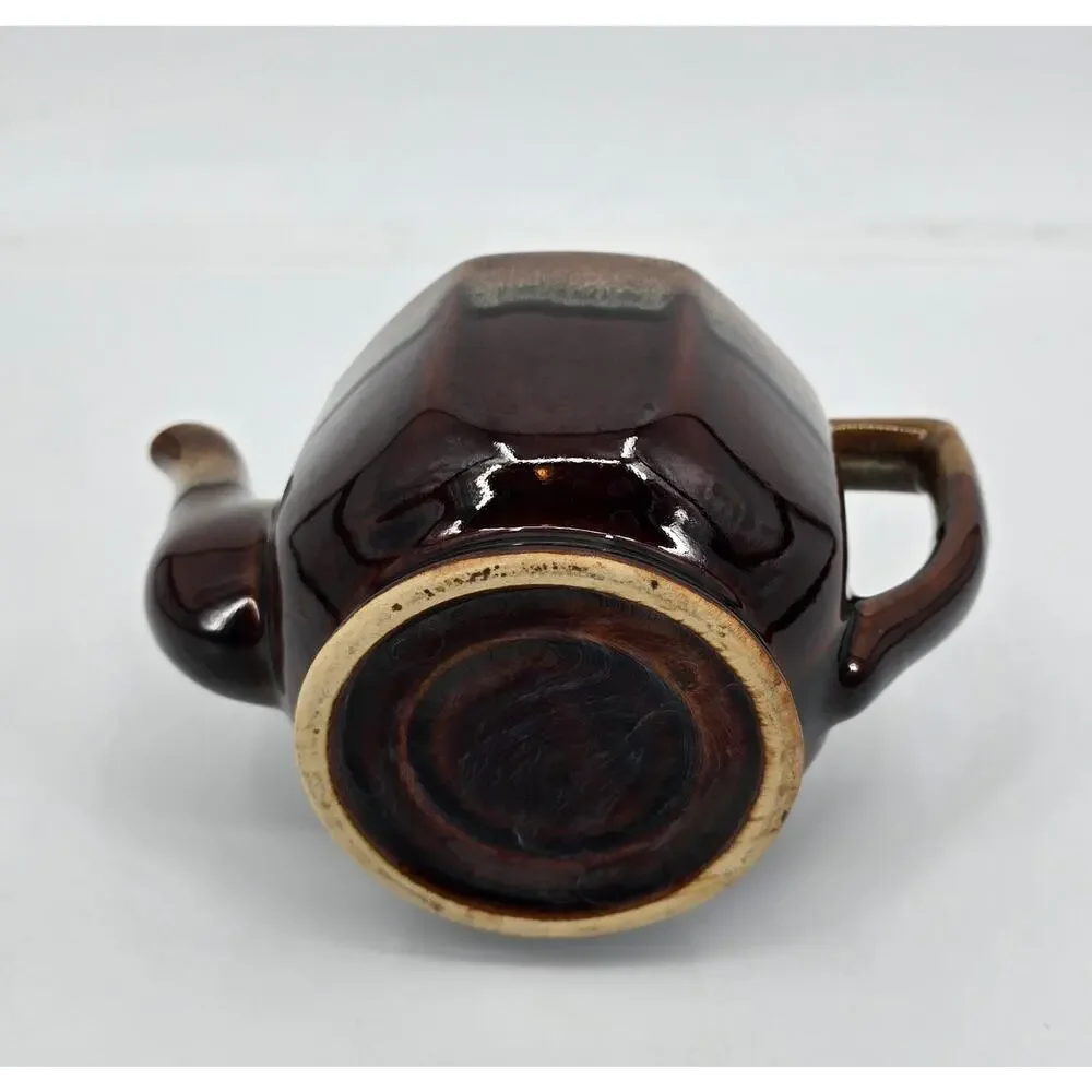 Vintage Cottagecore Brown Drip Glaze‎ Stoneware Teapot